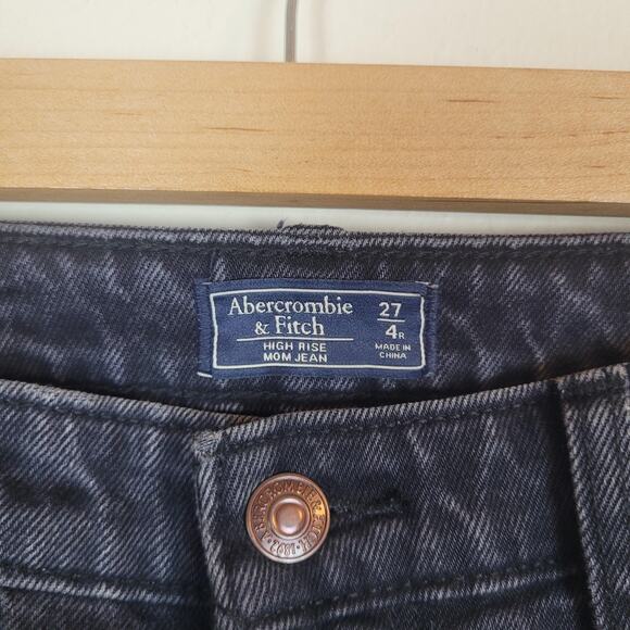 Abercrombie & Fitch Jeans Womens 27 4R Black Denim High Rise Mom Jean - Picture 5 of 8